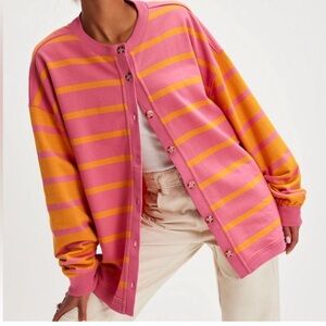 Free People Classic Striped Cardigan